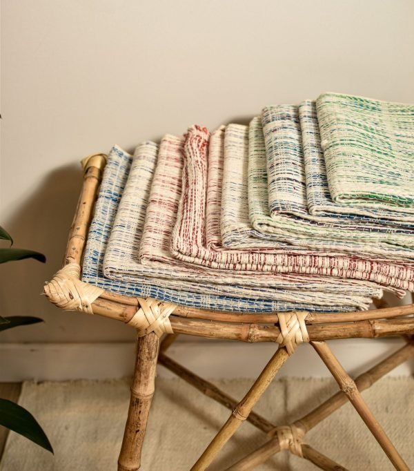 Dhonekhali khadi folded by the weaving family