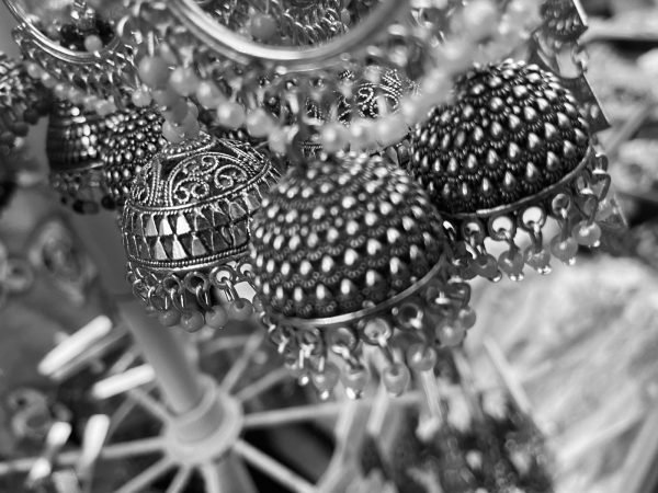Tara tribal silver jhumkas, oxidised matte