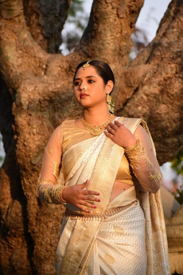 Kanan Katan silk saree with woven gold border