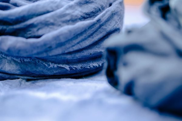 Indigo-dyed lengths before finishing